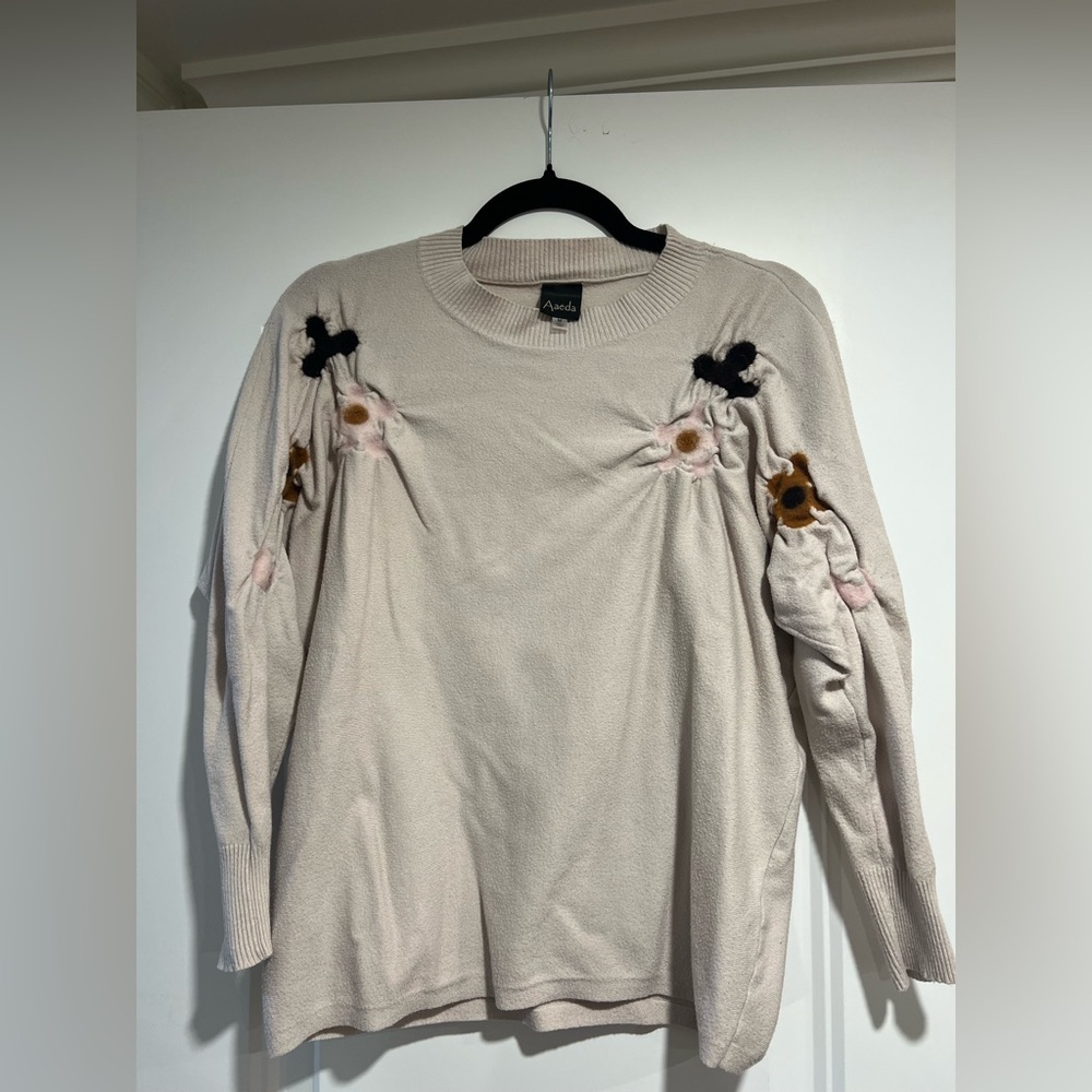 Amelie Women's Cream Sweater with Floral Accents